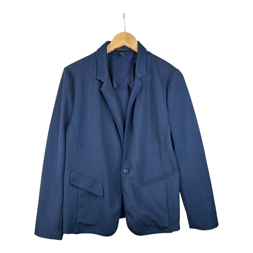 Lane Bryant Women's Navy Blue Blazer Jacket 1‎ Button Career Workwear Size 14